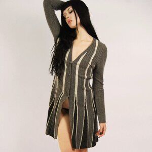 90s Angora Sweater Dress (L) large grey vintage mini flowy wool whimsygoth cute